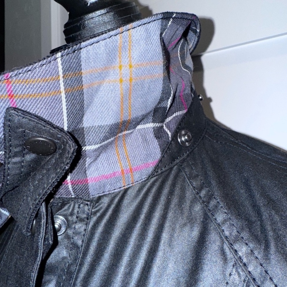 Barbour Beadnell Waxed Cotton Black Jacket 8US - Picture 4 of 7